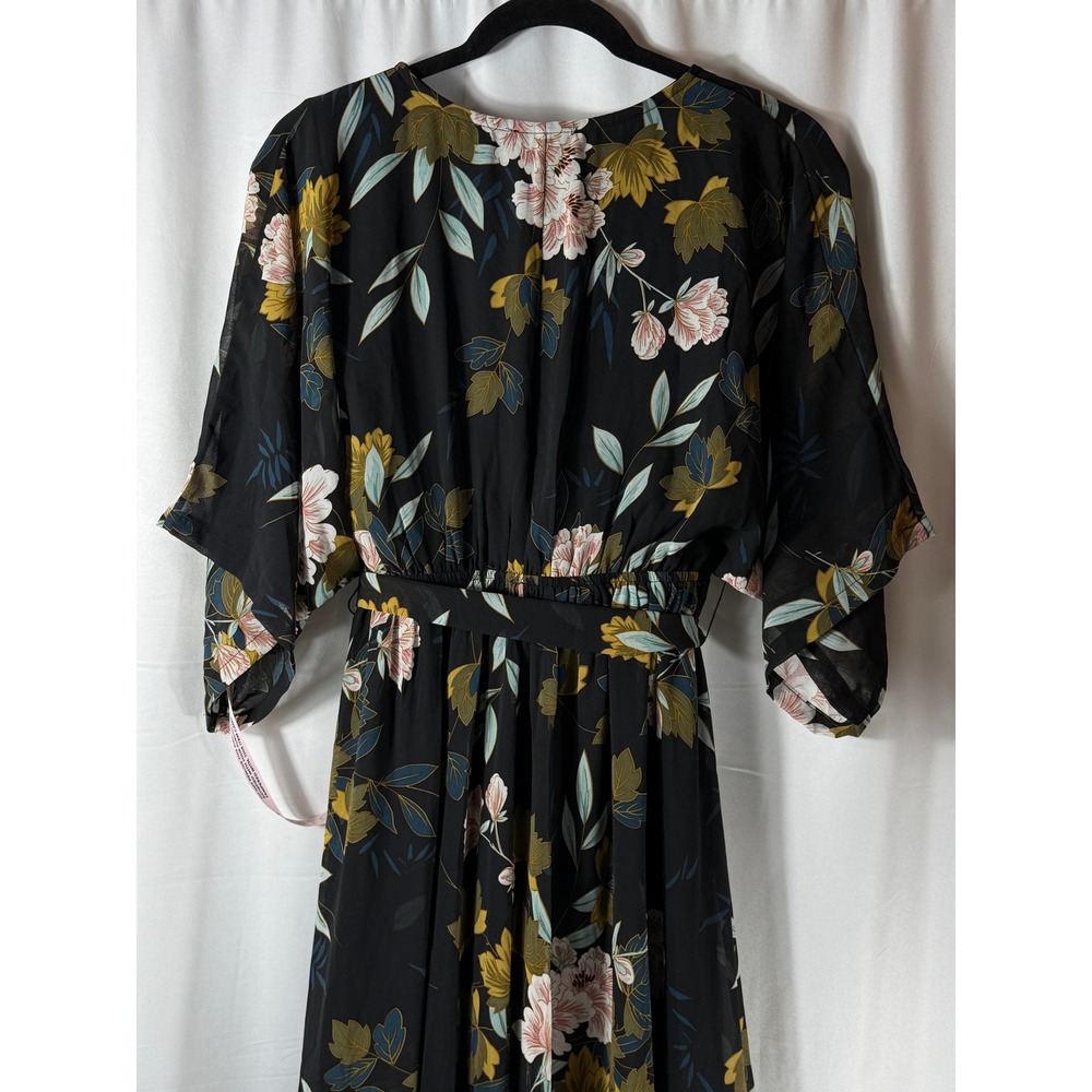 Baltic Born Kia Kimono Maxi Dress Midnight Floral Black Pink Gold Small NWT - Picture 8 of 10